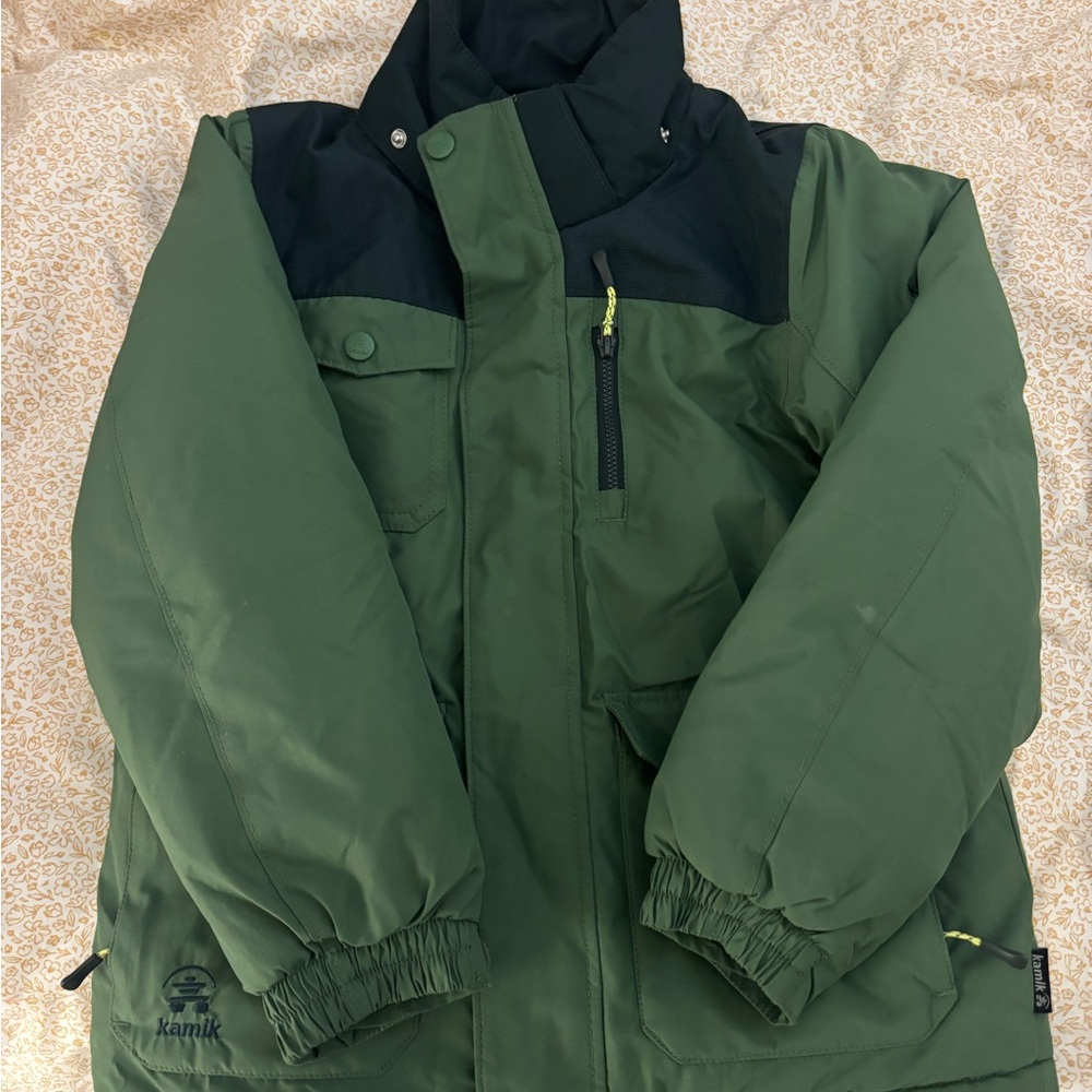 Kamik Forest Green and Black Jacket with matching snow bib